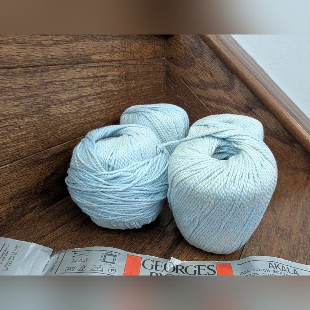 Vintage Georges Picaud Paris 100% Mercerized Cotton Yarn Lot 200 g  Blue Yellow